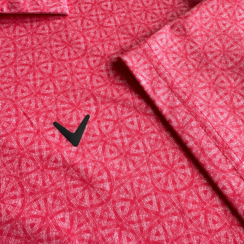 Callaway Mens XXL Opti-Dri Polo Shirt Pink Geometric Pattern Short Sleeve Golf - Picture 6 of 7